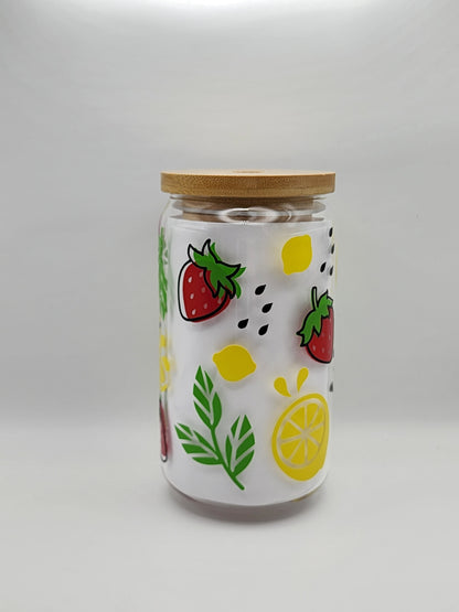 Fruit Decal Glass Tumblers