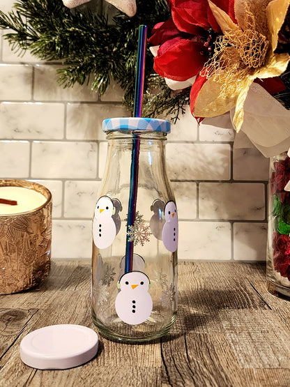 Winter Milk Bottle Glasses