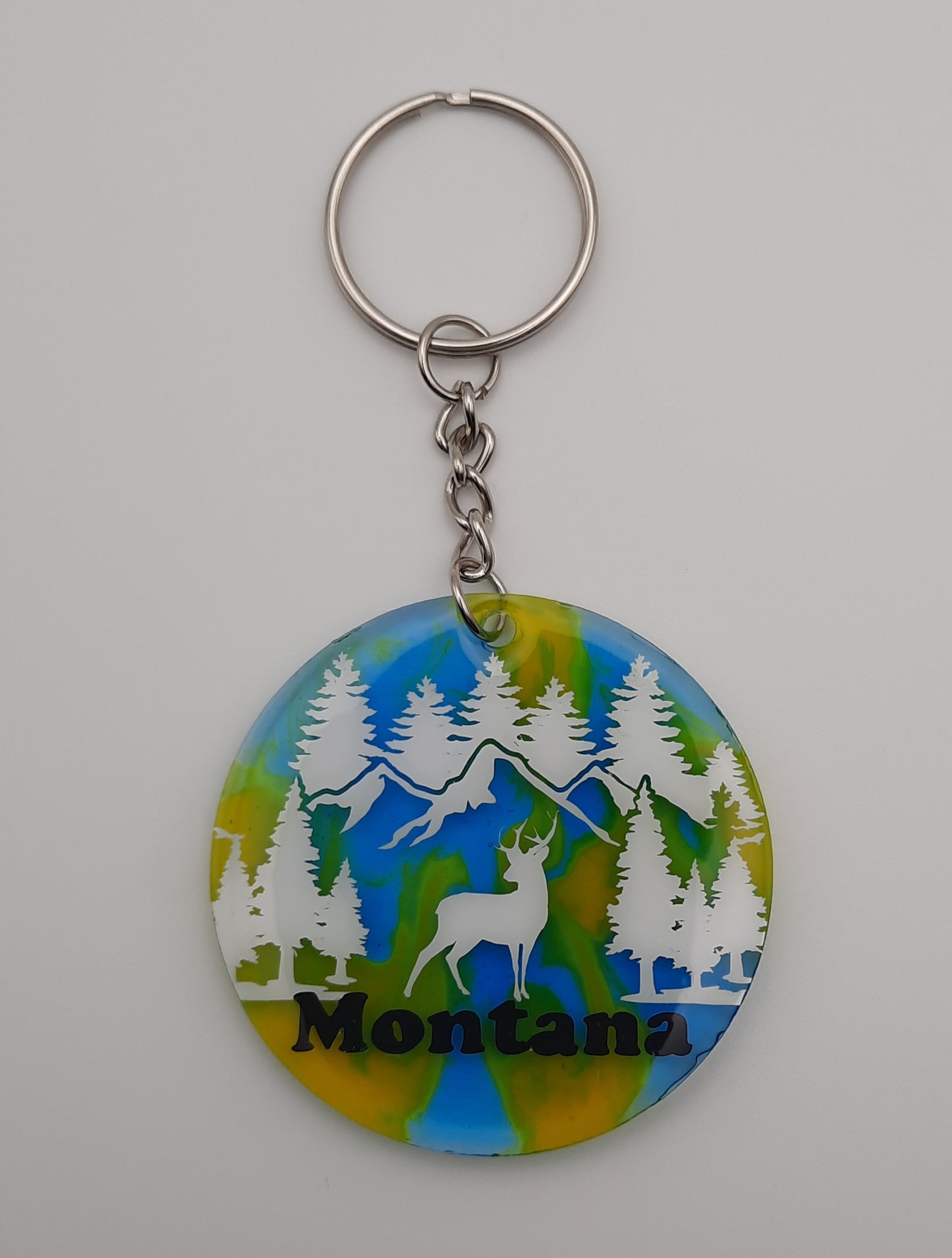 Blue & Yellow Round Keychains