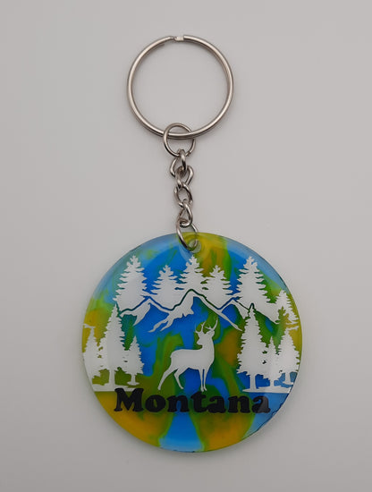 Blue & Yellow Round Keychains